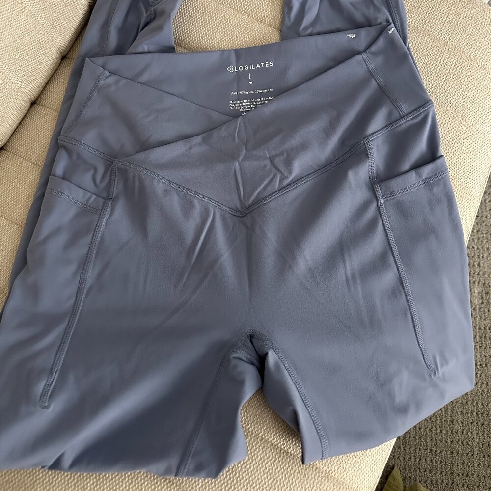 Blogilates Women's Crisscross High-Rise Leggings - Steel Blue